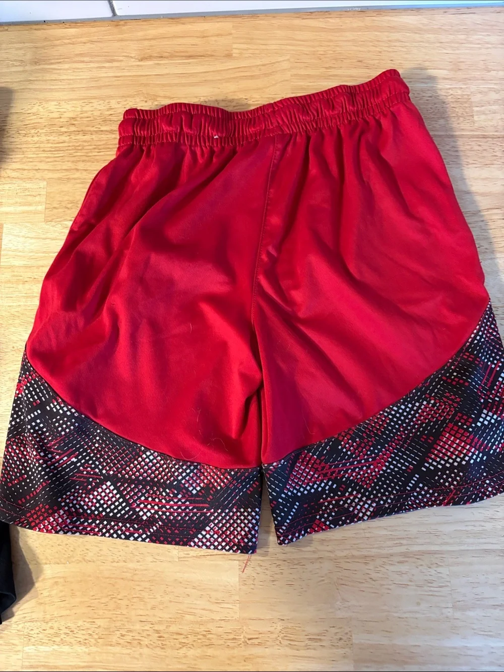 Sporto Red Athletic Shorts with Patterned Hem